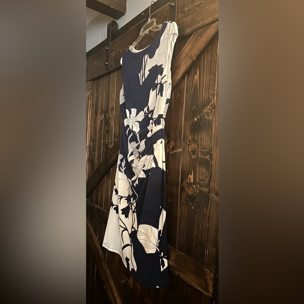 Lauren Ralph Lauren Navy and White Floral Midi Dress - Picture 4 of 5
